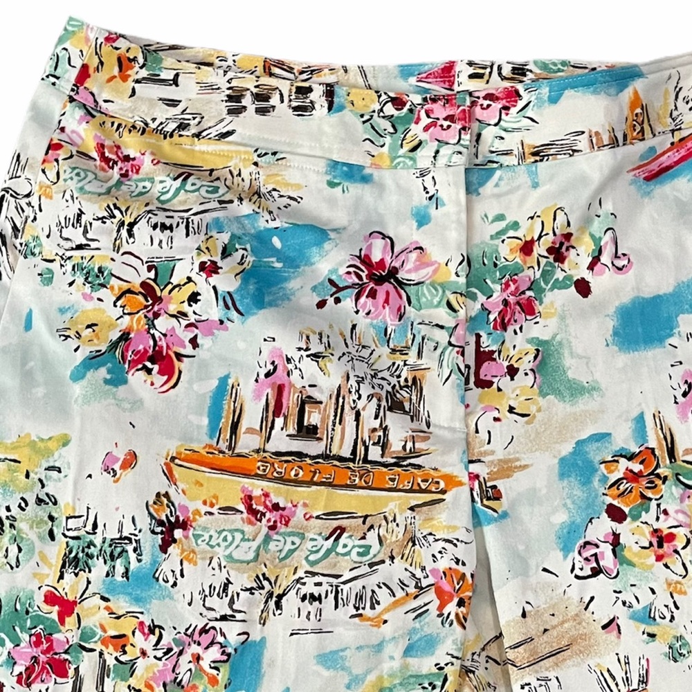 RAFAELLA Multicolor Floral Cuffed Capri Pants - Picture 2 of 7